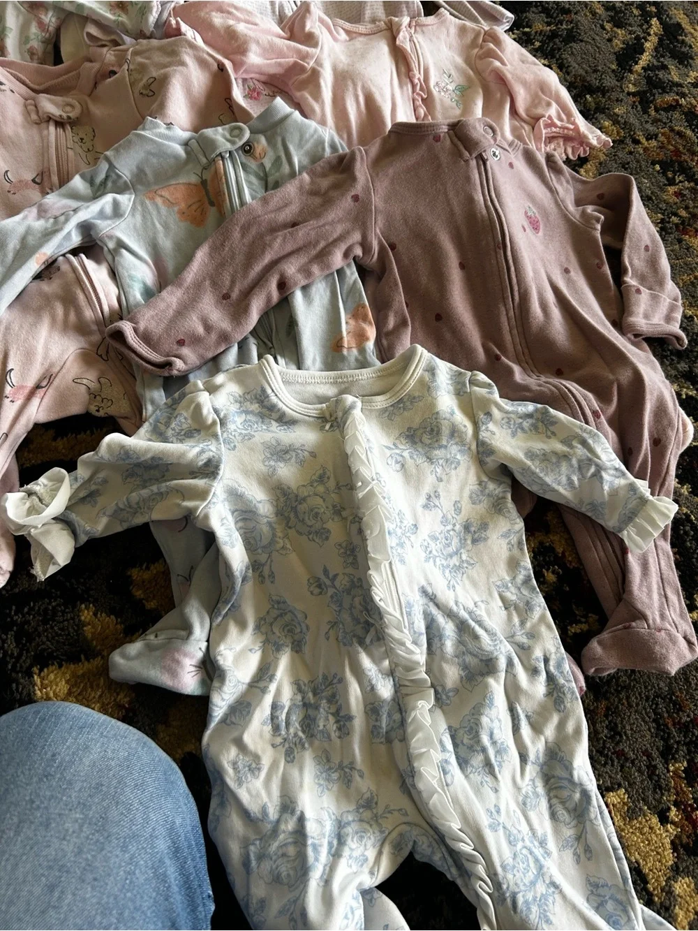 Soft Pink and Pastel Baby One-Piece Sleepers - Pack of Assorted Prints